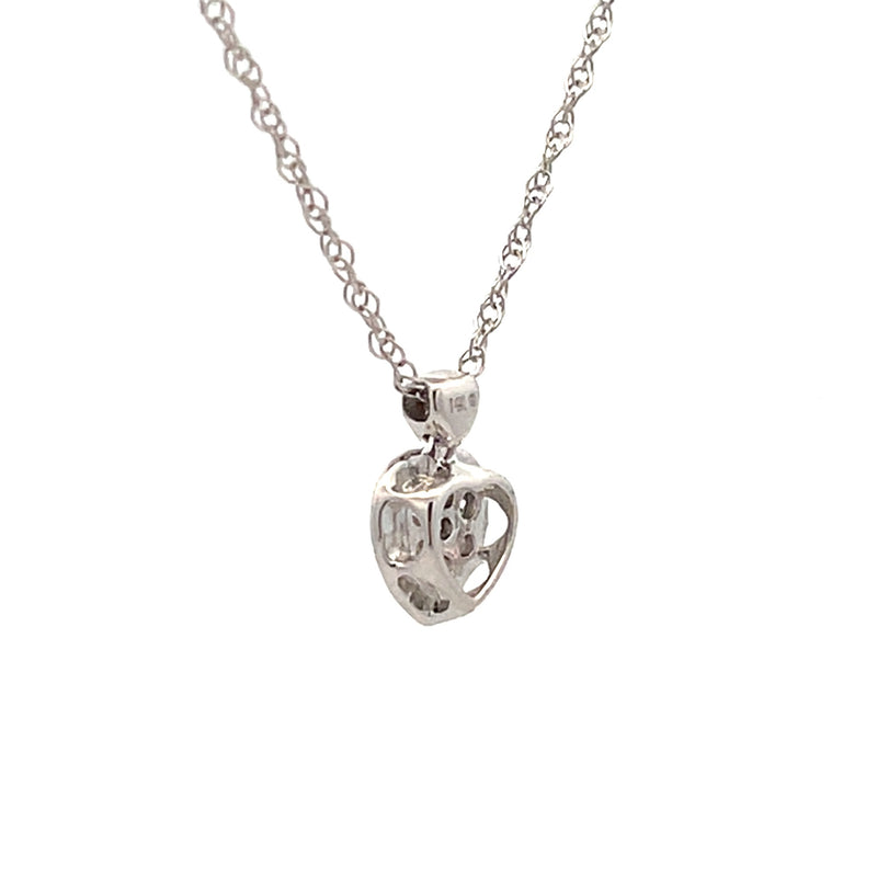 .14ct Diamond Heart Love Pendant 14KT White Gold