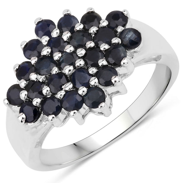 1.56 Carat Genuine Blue Sapphire .925 Sterling Silver Ring