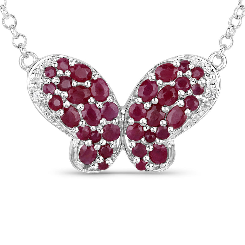 4.15 Carat Genuine Ruby and White Zircon .925 Sterling Silver Pendant