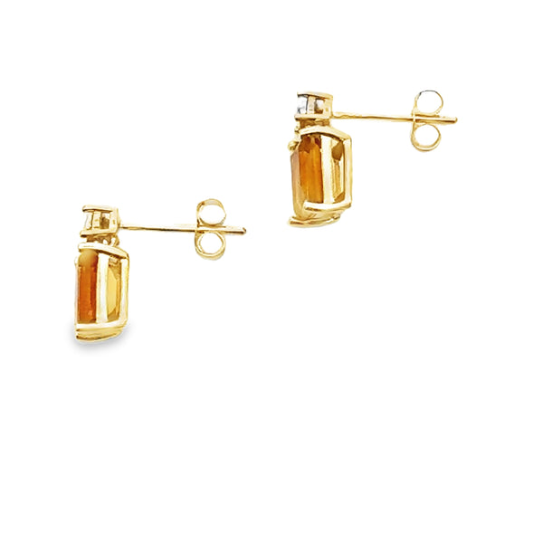 1.83ct Citrine Diamond Earrings 10KT Yellow Gold