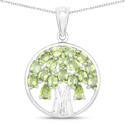 3.16 Carat Genuine Peridot .925 Sterling Silver Pendant