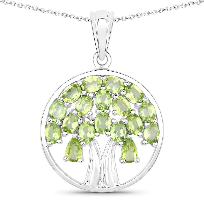 3.16 Carat Genuine Peridot .925 Sterling Silver Pendant