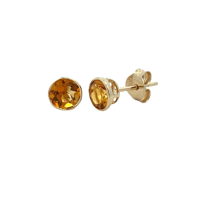 Natural .46ct Citrine Stud Earrings 10KT Yellow Gold