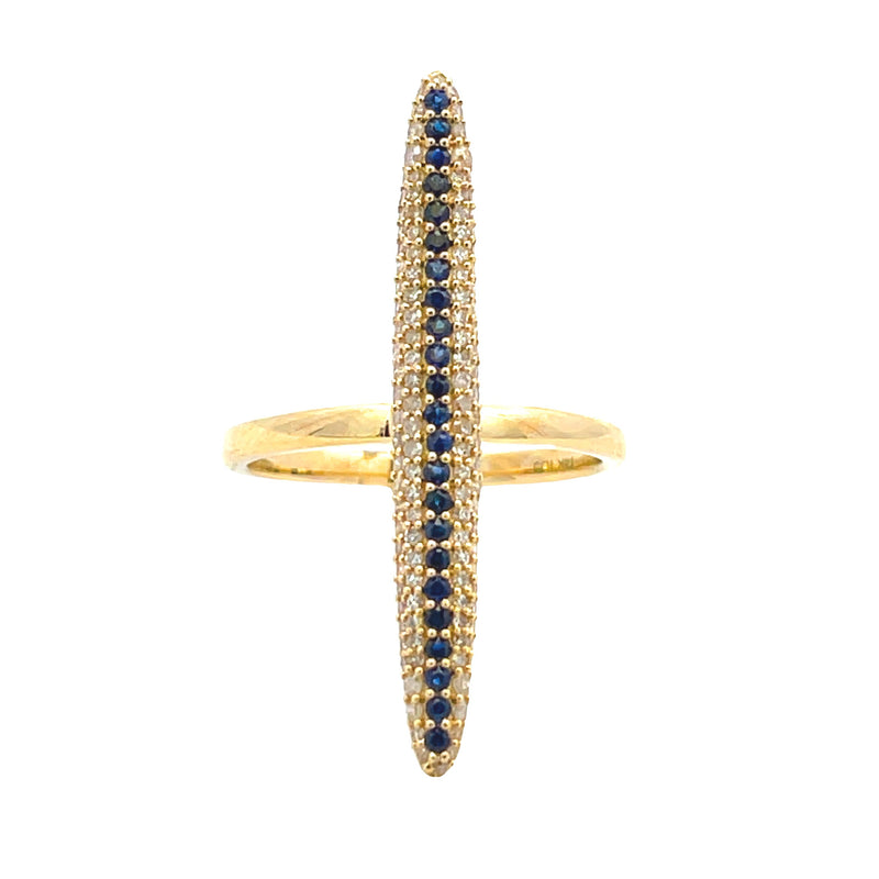 Genuine .54ct Sapphire Diamond Ring 14KT Yellow Gold