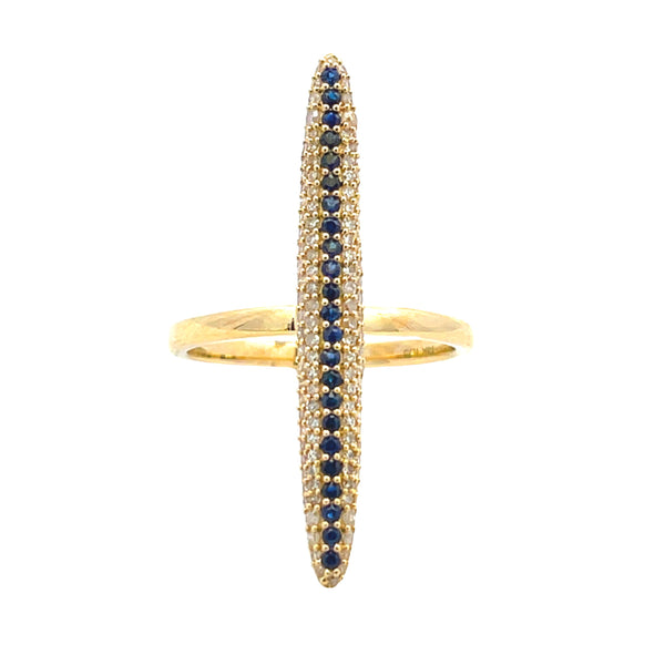 Genuine .54ct Sapphire Diamond Ring 14KT Yellow Gold