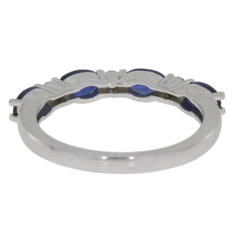 Sapphire Diamond Wedding Band Ring 14KT White Gold