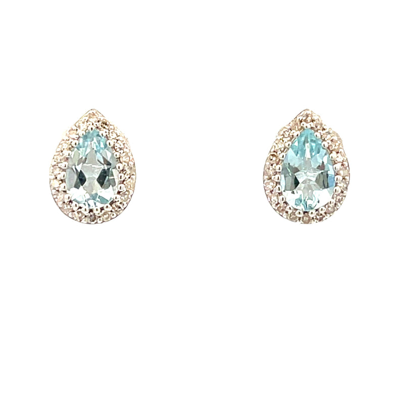 .52ct Aquamarine Diamond Stud Earrings 14KT White Gold