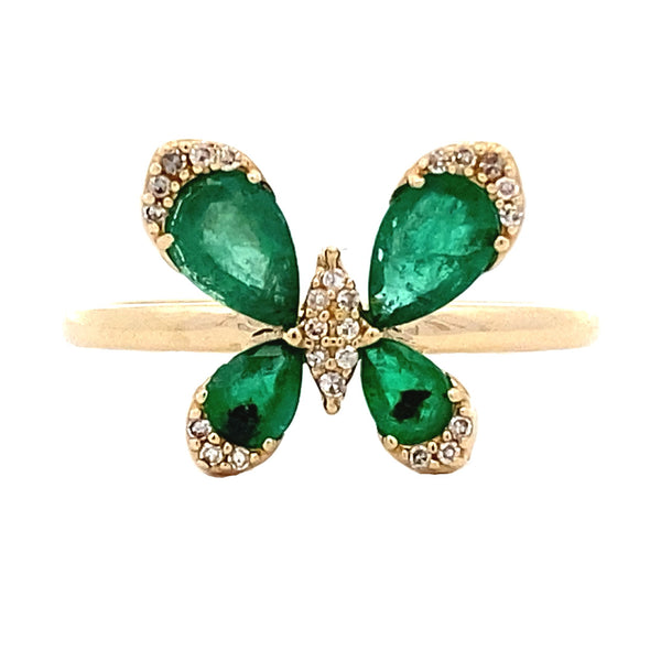 Natural 1.06ct Emerald Diamond Ring 14KT Yellow Gold