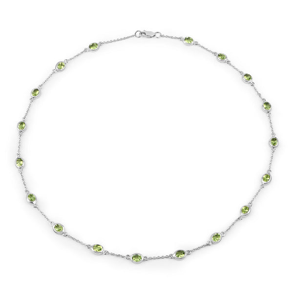 6.30 Carat Genuine Peridot .925 Sterling Silver Necklace