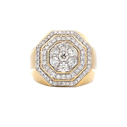 Natural 2.00ct Diamond Mens Ring 10KT Yellow Gold