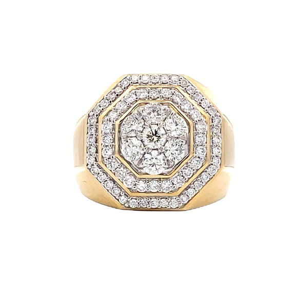 Natural 2.00ct Diamond Mens Ring 10KT Yellow Gold