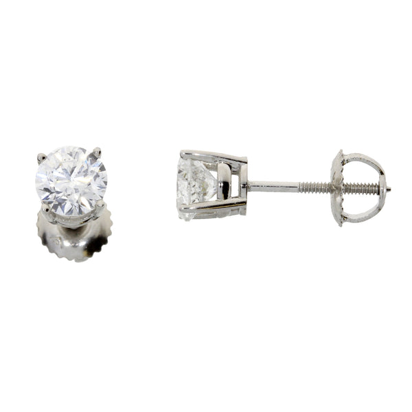 Natural 1.40ct Diamond Stud Earrings 14KT White Gold