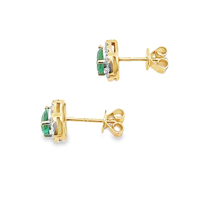 1.54ct Emerald Diamond Earrings 14KT Yellow Gold