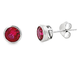 .89ct Created Ruby Stud Earrings 10KT Yellow Gold