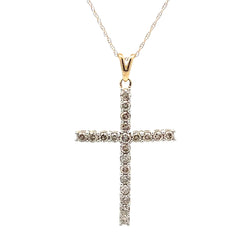 1.00ct Diamond Cross Religious Pendant 10KT Yellow Gold