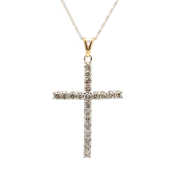 1.00ct Diamond Cross Religious Pendant 10KT Yellow Gold