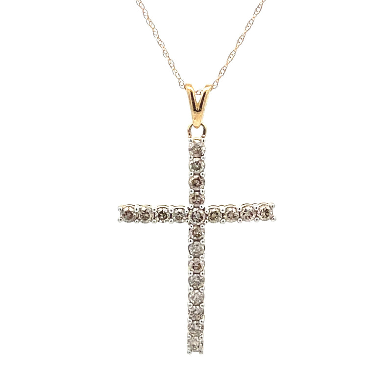 1.00ct Diamond Cross Religious Pendant 10KT Yellow Gold