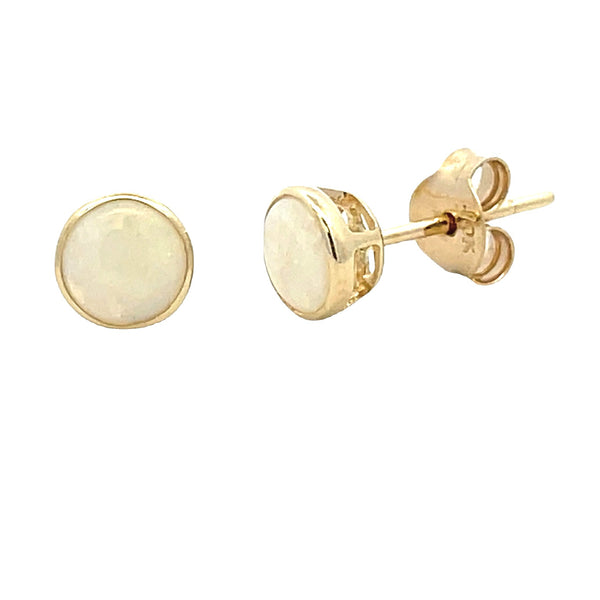 Natural .57ct Opal Stud Earrings 10KT Yellow Gold