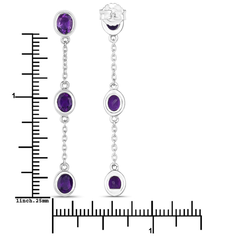 2.04 Carat Genuine Amethyst .925 Sterling Silver Earrings