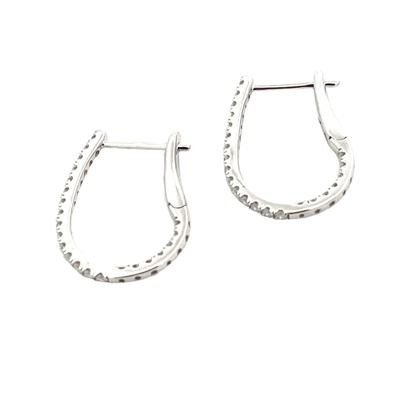 Natural .51ct Diamond Hoop Earrings 14KT White Gold