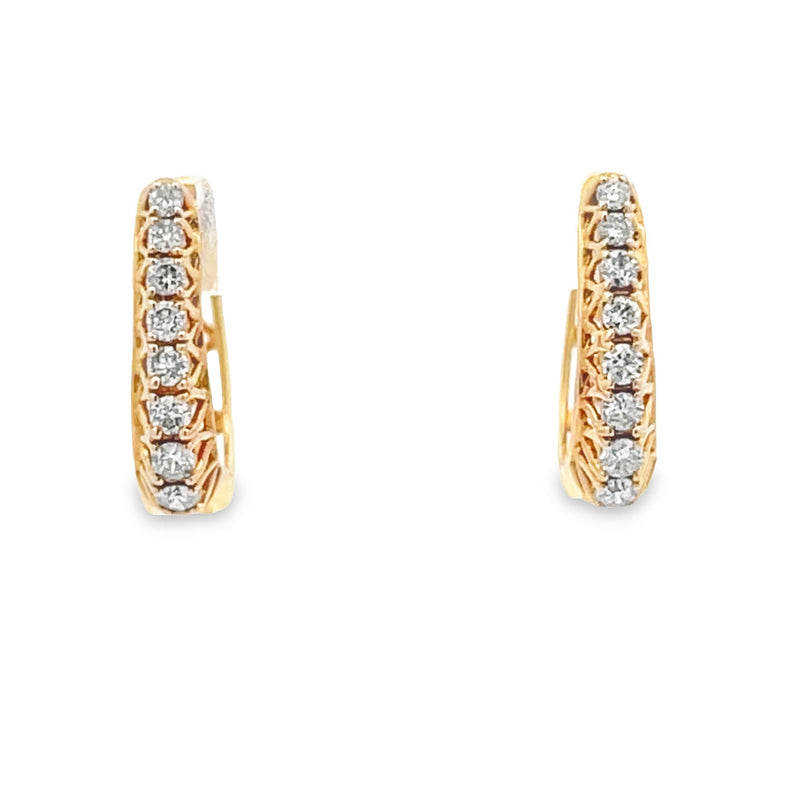 Genuine .25ct Diamond Hoop Earrings 10KT Yellow Gold