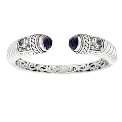 Amethyst Bangle Bracelet Sterling Silver 18KT Gold