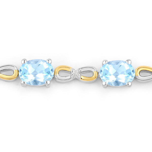 3.87 Carat Genuine Blue Topaz and White Topaz .925 Sterling Silver Bracelet