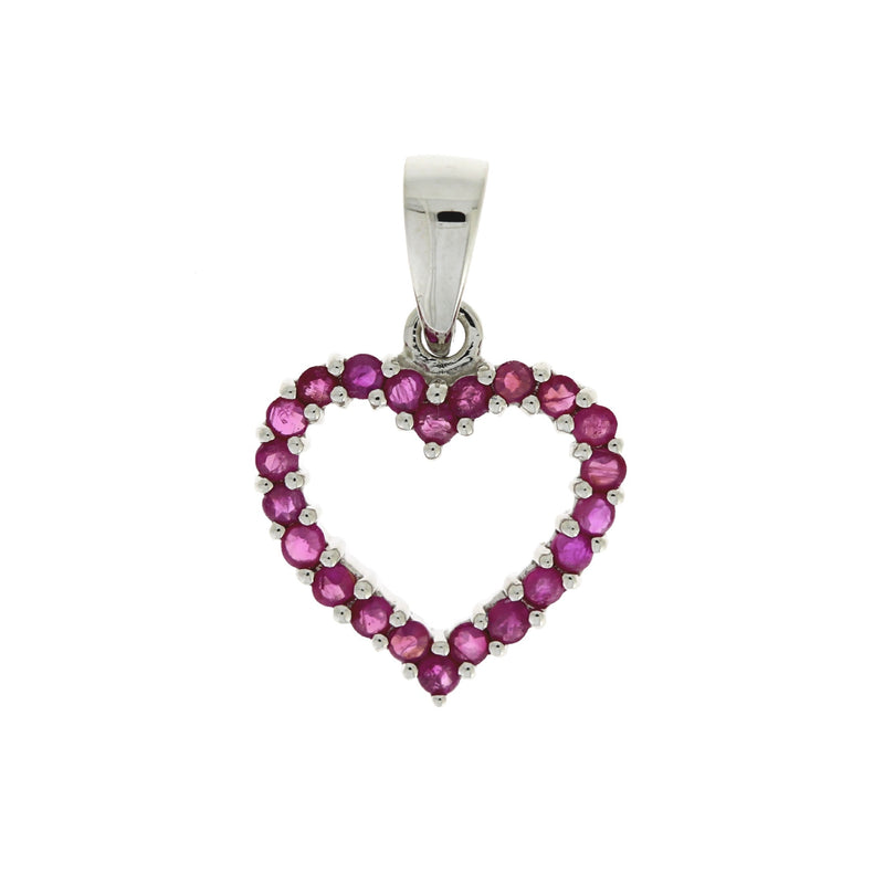 Genuine .37ct Ruby Heart Love Pendant 10KT White Gold