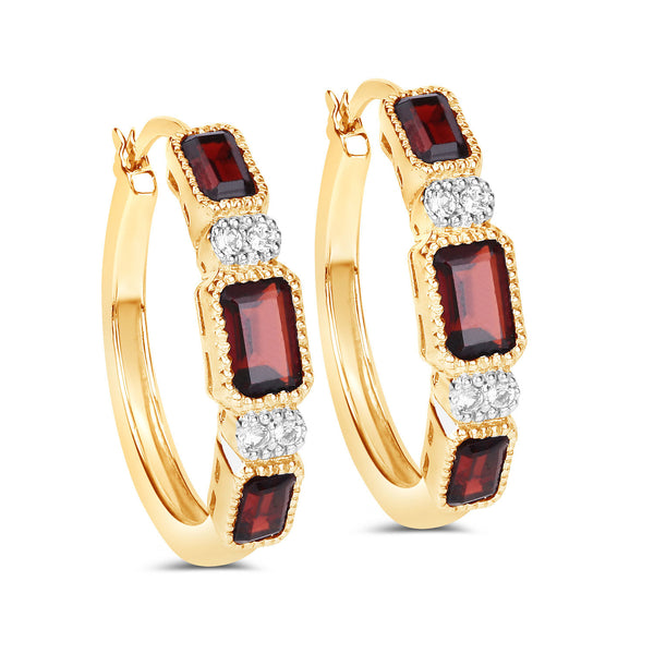 2.78 Carat Genuine Garnet and White Topaz .925 Sterling Silver Earrings