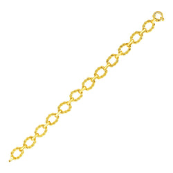 14k Yellow Gold Twisted Oval Link Bracelet