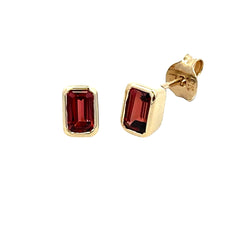 Natural .70ct Garnet Stud Earrings 10KT Yellow Gold