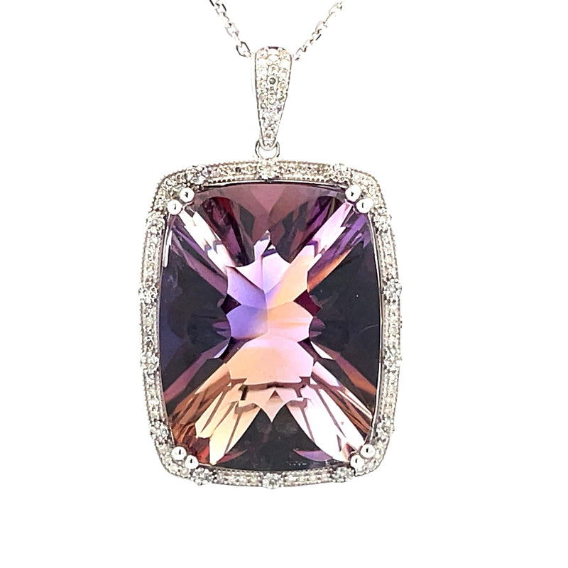 Ametrine Diamond Fashion Pendants 14KT White Gold