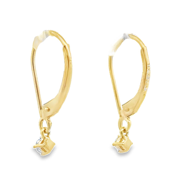 Natural .10ct Diamond Earrings 14KT Yellow Gold