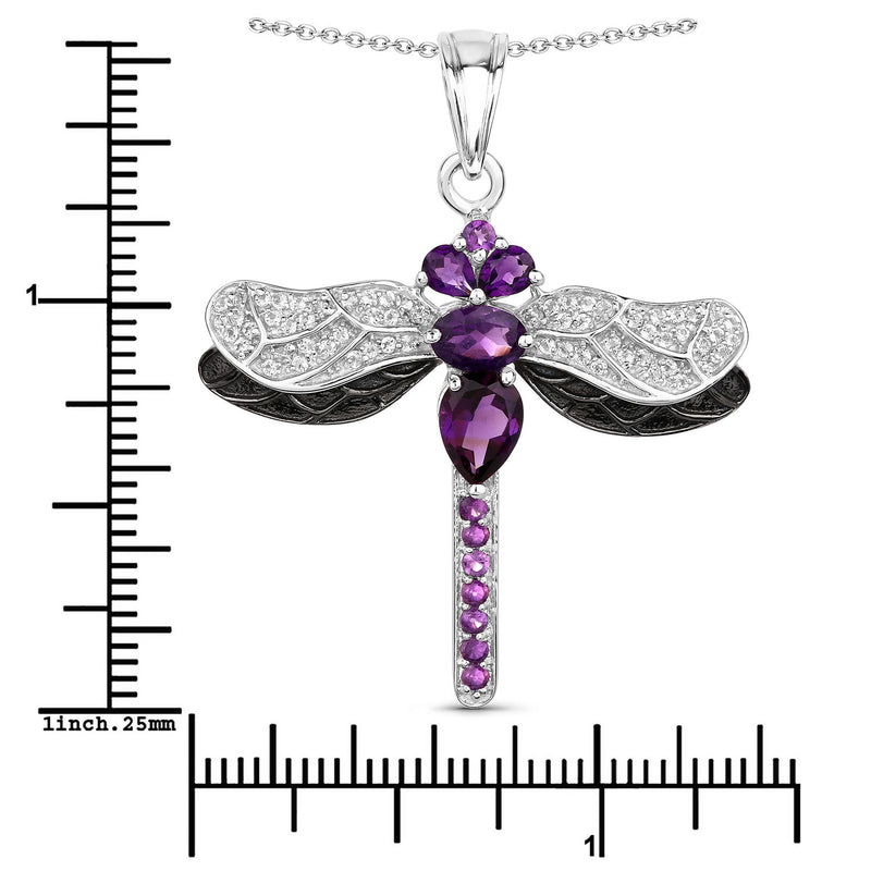 1.84 Carat Genuine Amethyst and White Topaz .925 Sterling Silver Pendant