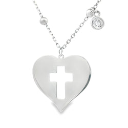 Cubic Zirconia Cross Religious Pendant Sterling Silver