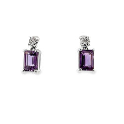 1.83ct Amethyst Diamond Earrings 10KT White Gold