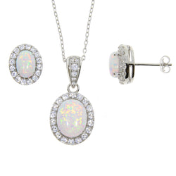 3.15ct Created Opal Jewelry sets Sterling Silver