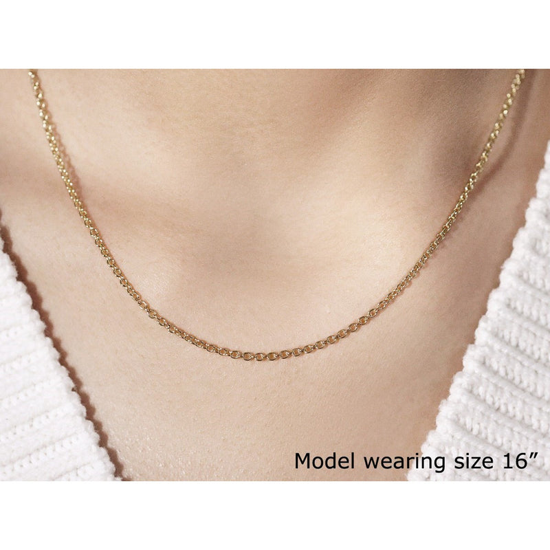 14k Yellow Gold Round Cable Link Chain 1.9mm