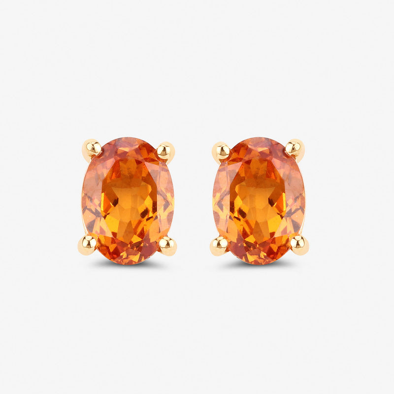 1.70 Carat Genuine Spessartite Garnet 14K Yellow Gold Earrings