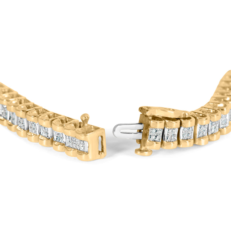 14K Yellow Gold 2.00 Cttw Princess-Cut Diamond Classic Link 7" Bracelet (I-J Color, I1-I2 Clarity)