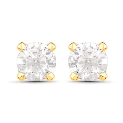 0.63 Carat Genuine White Diamond 14K Yellow Gold Earrings