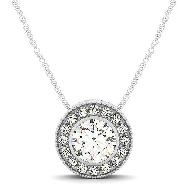 Diamond Halo with Center Bezel in 14k White Gold (5/8 cttw)