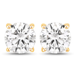 2.00 Carat Lab Grown Diamond 14K Yellow Gold Earrings