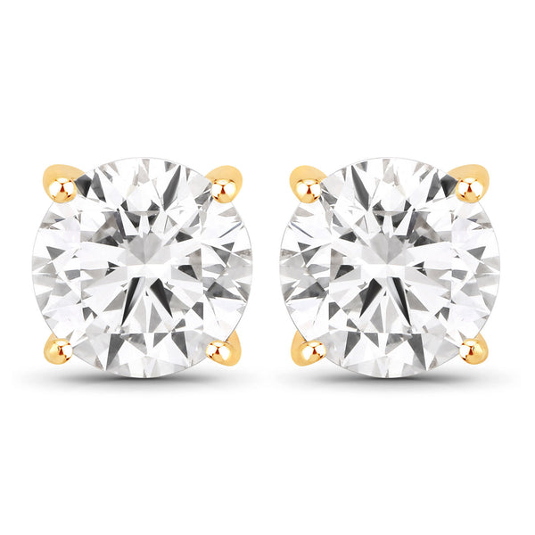 2.00 Carat Lab Grown Diamond 14K Yellow Gold Earrings