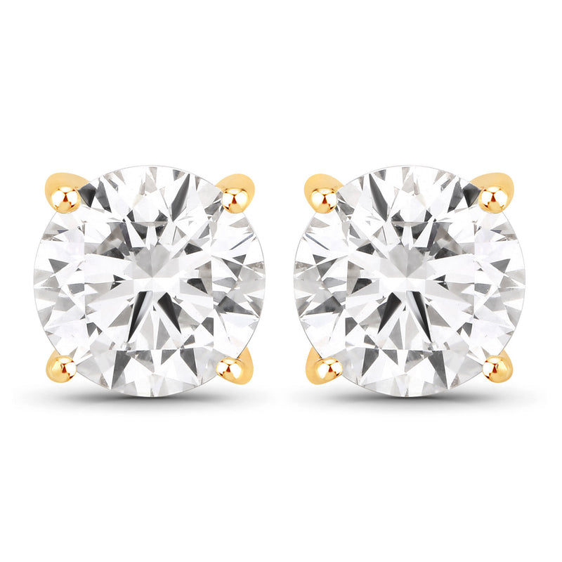 2.00 Carat Lab Grown Diamond 14K Yellow Gold Earrings