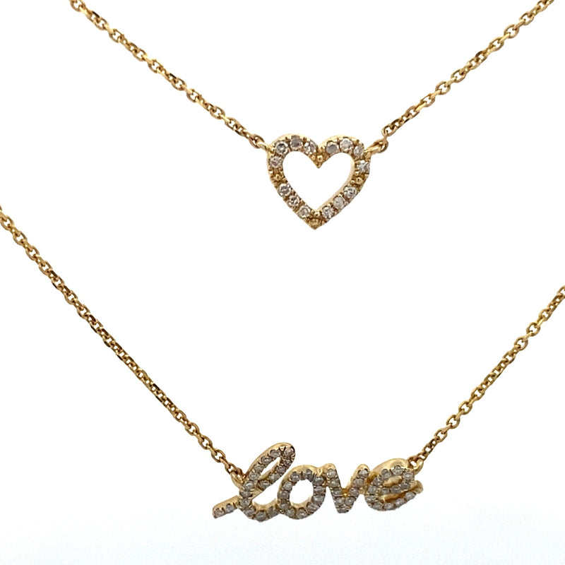 Diamond Diamond Heart Love Pendant 10KT Yellow Gold