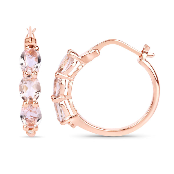 1.63 Carat Genuine Morganite and White Diamond .925 Sterling Silver Earrings