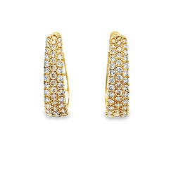 Genuine 2.00ct Diamond Hoop Earrings 14KT Yellow Gold