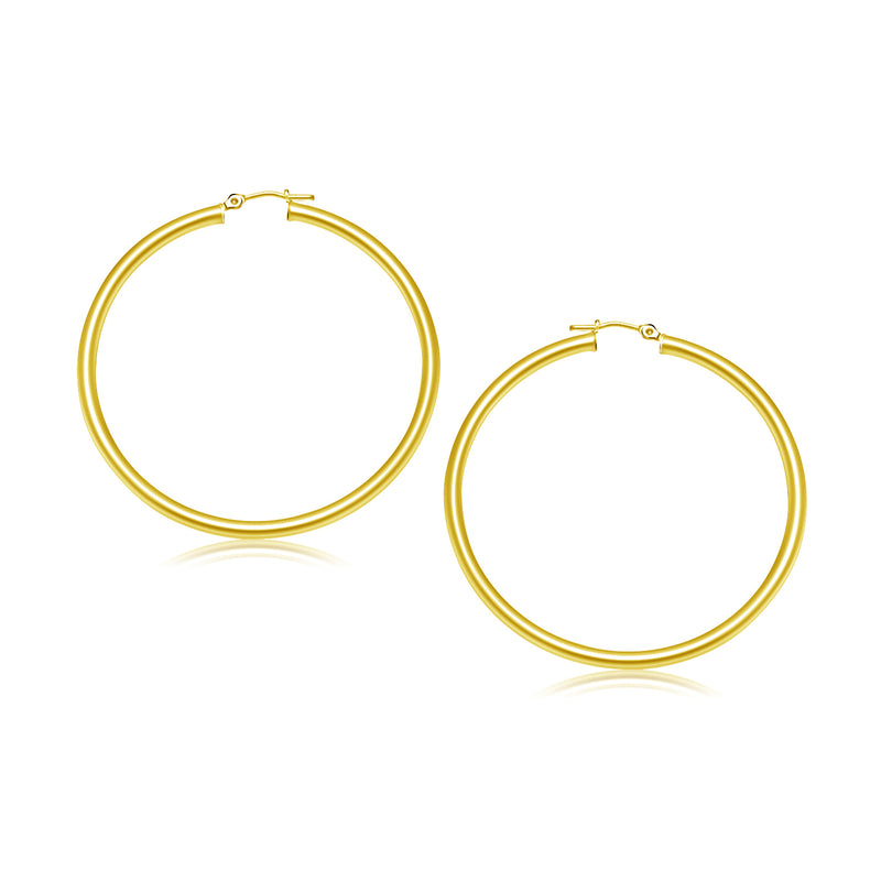 14k Yellow Gold Polished Hoop Earrings (3x30mm)