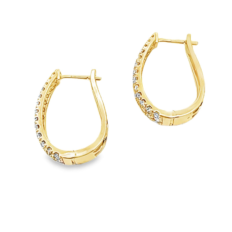 Genuine 2.00ct Diamond Hoop Earrings 14KT Yellow Gold